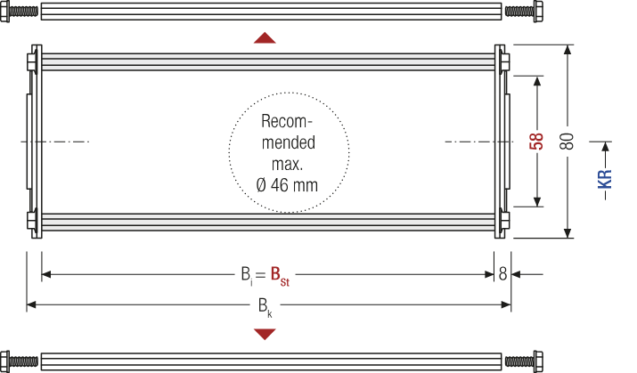 LS / LSX Series — doorsnedetekening met maten