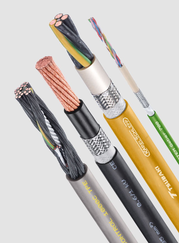 Industrial flexible cables for continuous motion in cable carriers - control, power, and data transmission