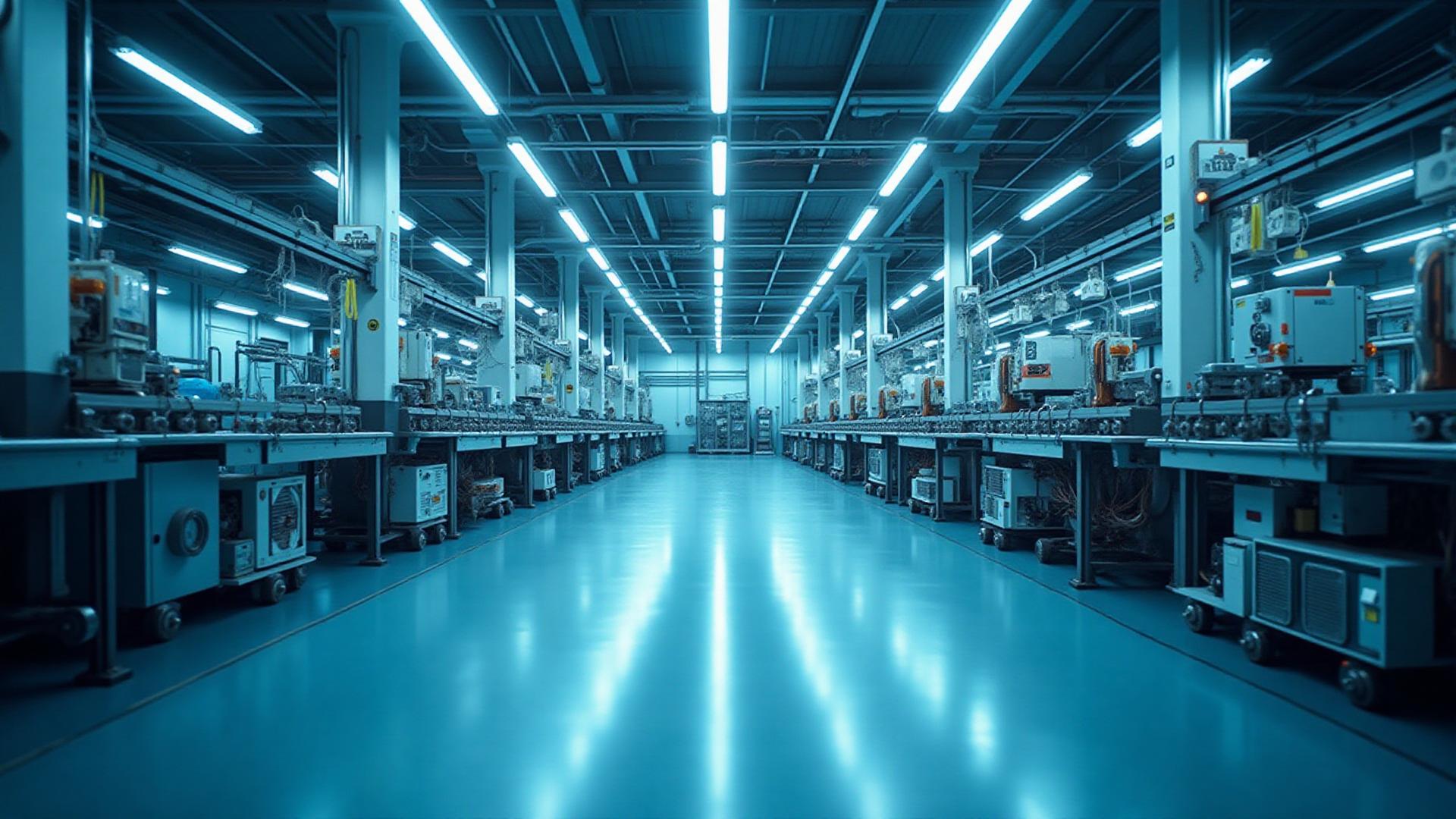 Industrial cable carrier system in modern facility